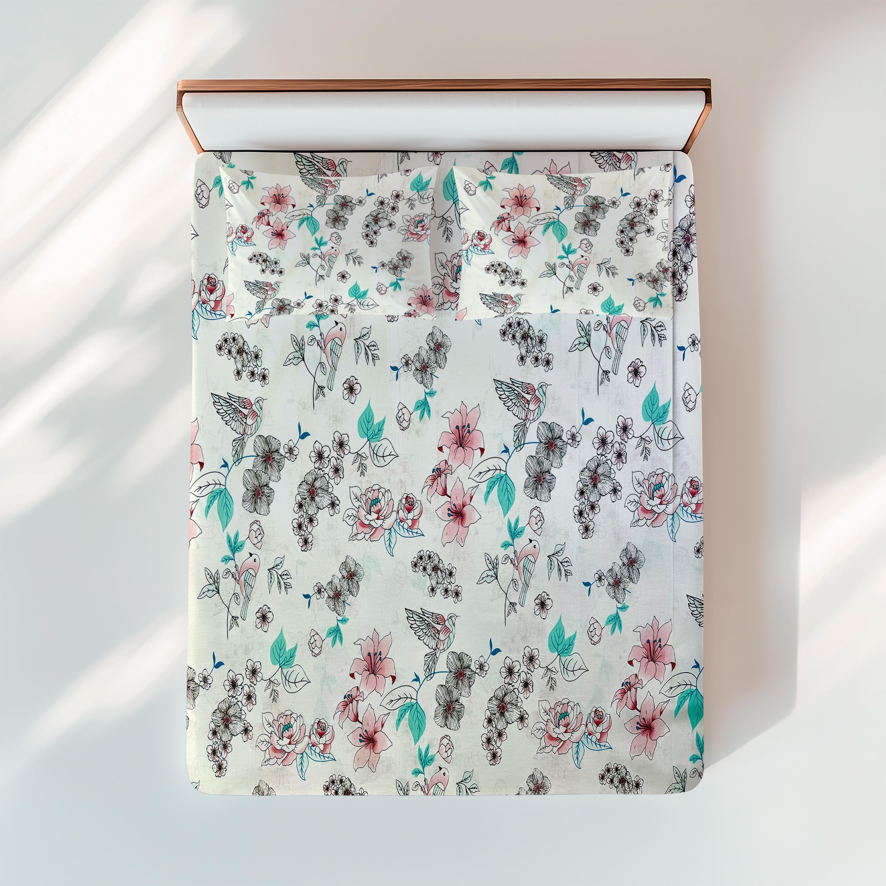 Простыня Птичка и цветочки 200х220 см и две наволочки 70х70 см бязь (G-13-013/pax200) Простыня Птичка и цветочки 200х220 см и две наволочки 70х70 см бязь (G-13-013/pax200)