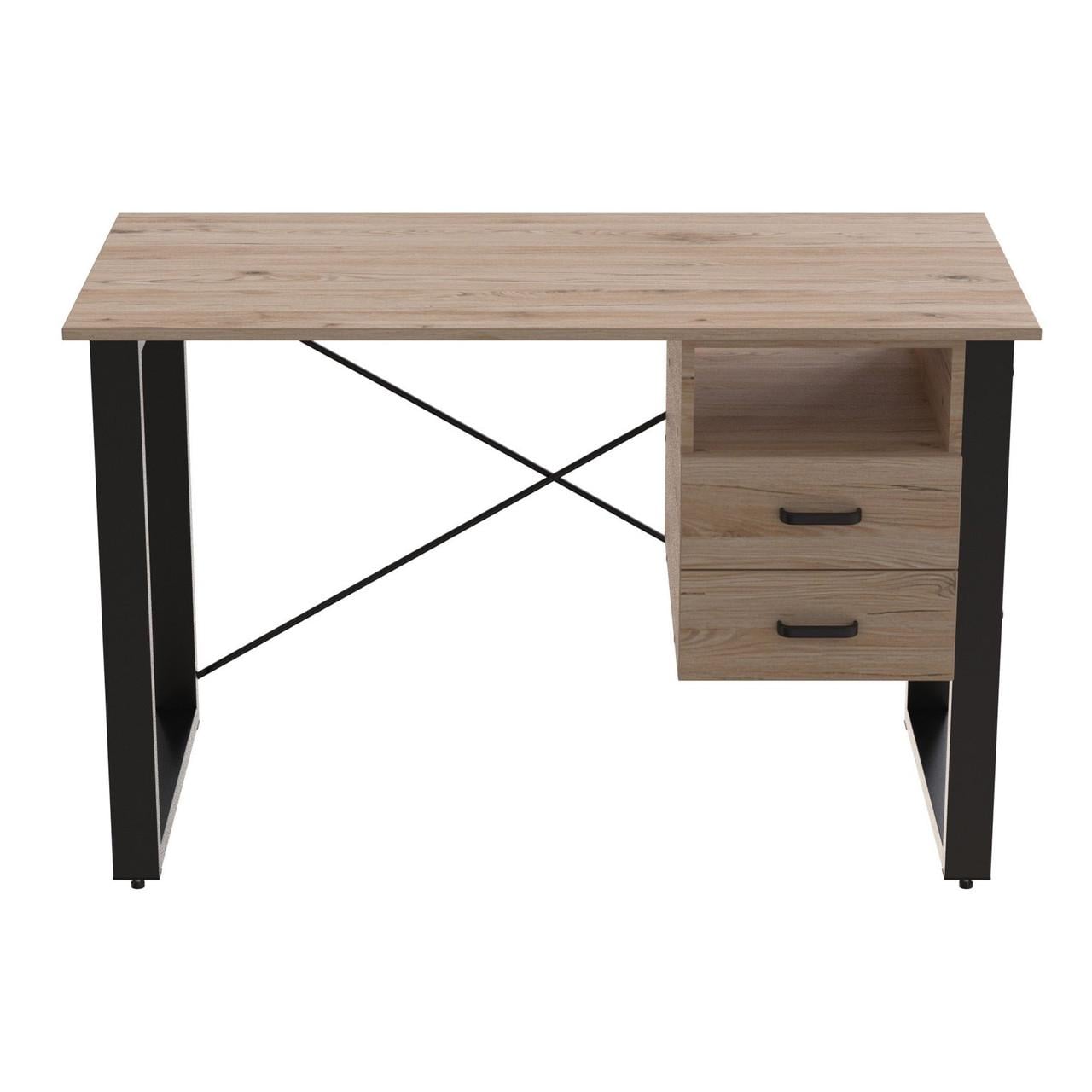 Письмовий стіл із ящиками Ferrum-decor Оскар метал/ДСП 16 мм 750x1400x600 мм Чорний/Дуб Сан-Марино (FRD-103235)