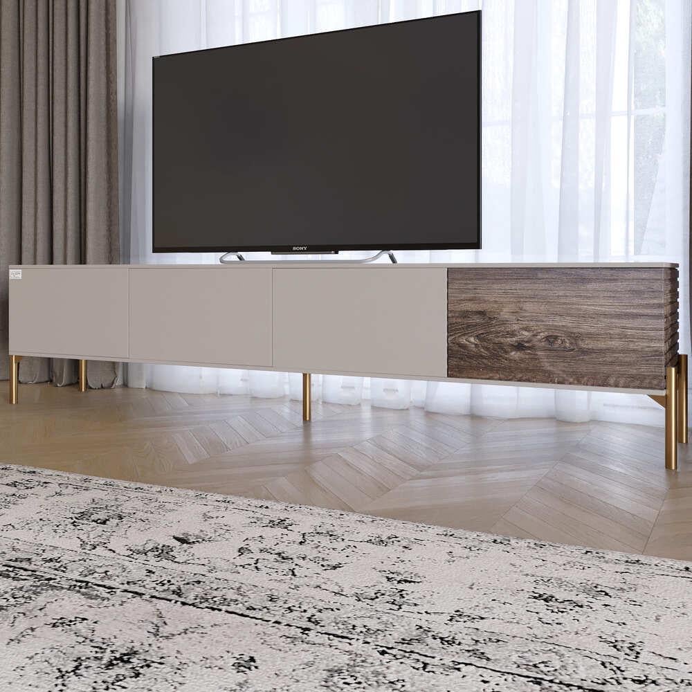 Тумба под телевизор Lion Грей на золотых металлических ножках Кашемир/Дерево (000-000-2482)