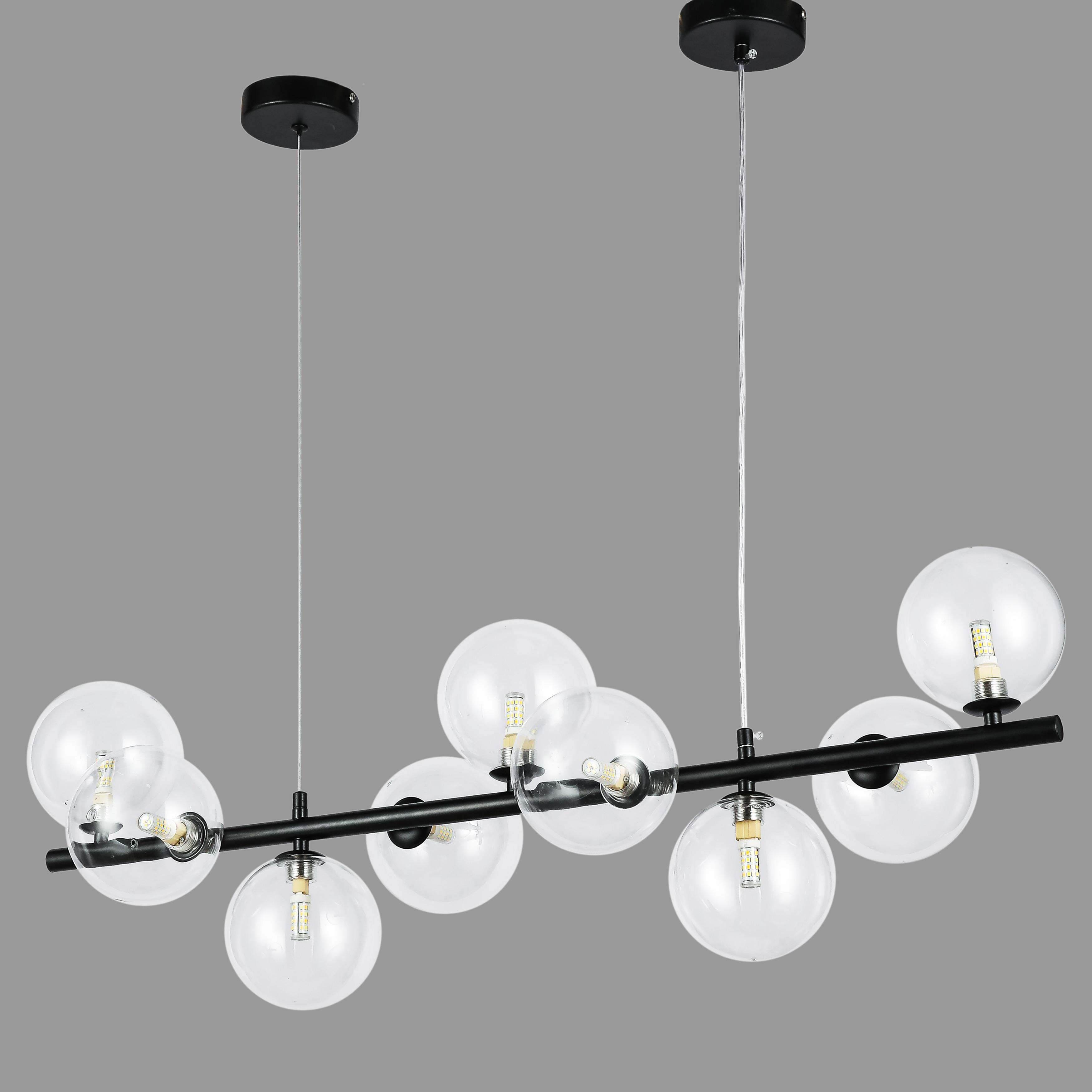 Люстра длинная на 9 ламп 85 см Черный (84-1018-9 BK+CL) Люстра длинная на 9 ламп 85 см Черный (84-1018-9 BK+CL)