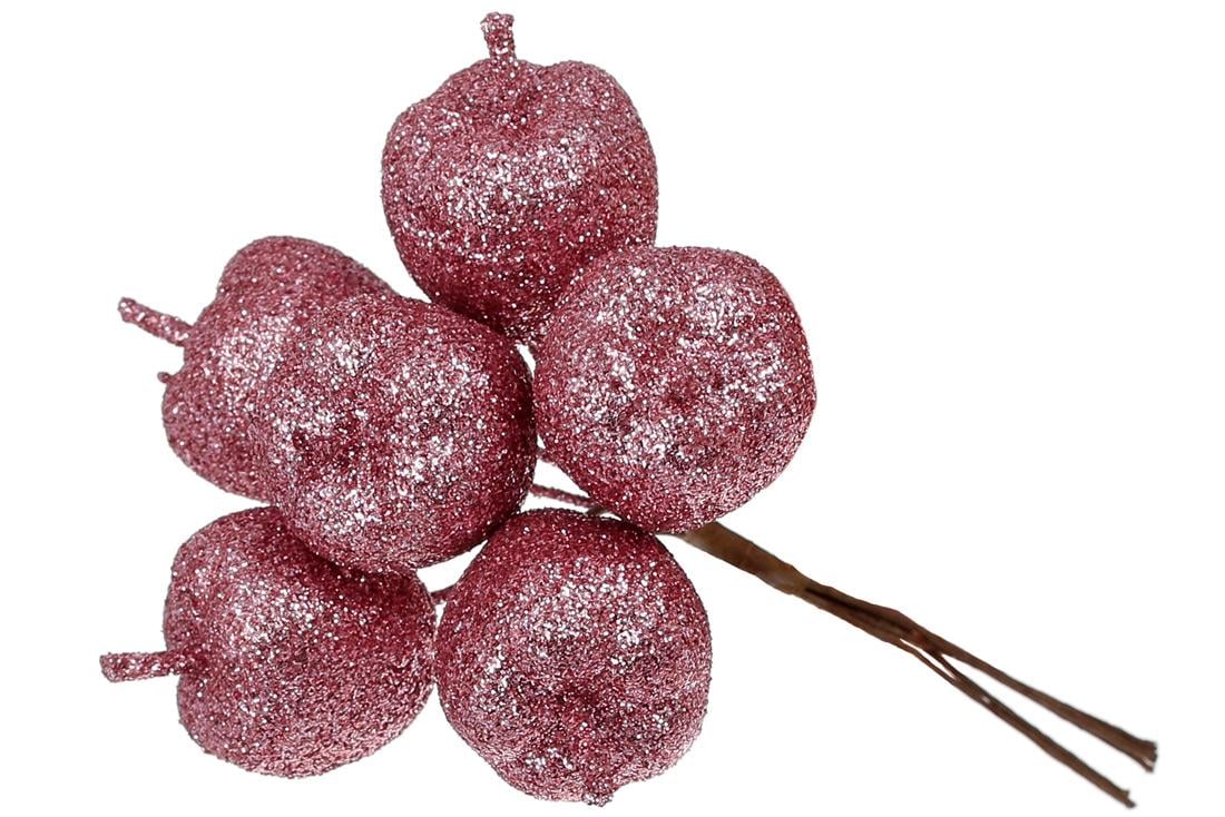 Декоративний букетик яблук Bonadi 6 шт. 12 см Темно-рожевий (839-332)