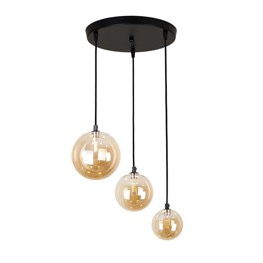 Світильник підвісний Lighthouse LS-19537-3 BK/BR 300 плафон коричневий Чорний