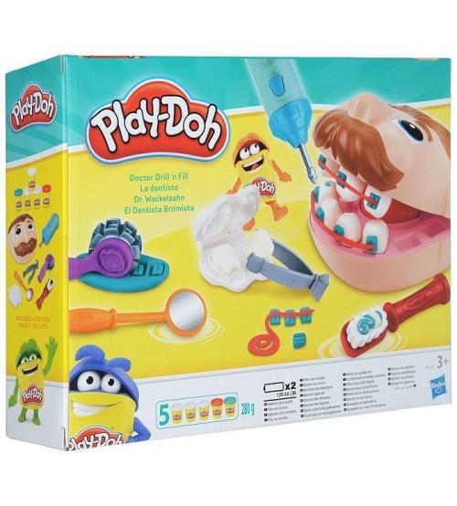 Игровой набор для лепки Play-Doh Стоматолог Зубастик бормашина на батарейках/5 цветов пластилина/пациент/инструменты (1525) - фото 4