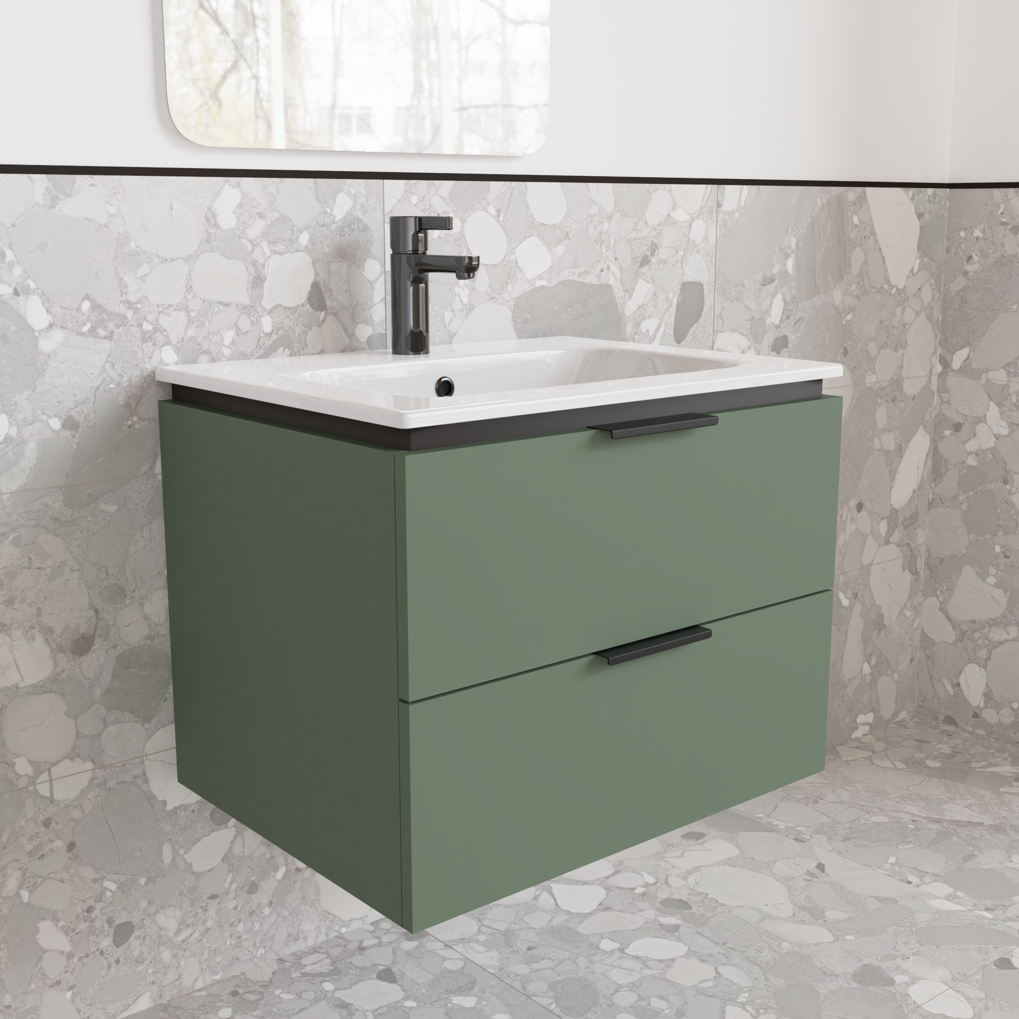 Тумба підвісна з раковиною MVK Vostok Icon 55 В2 550х450х530 мм Зелений димчастий (p255gr) - фото 2