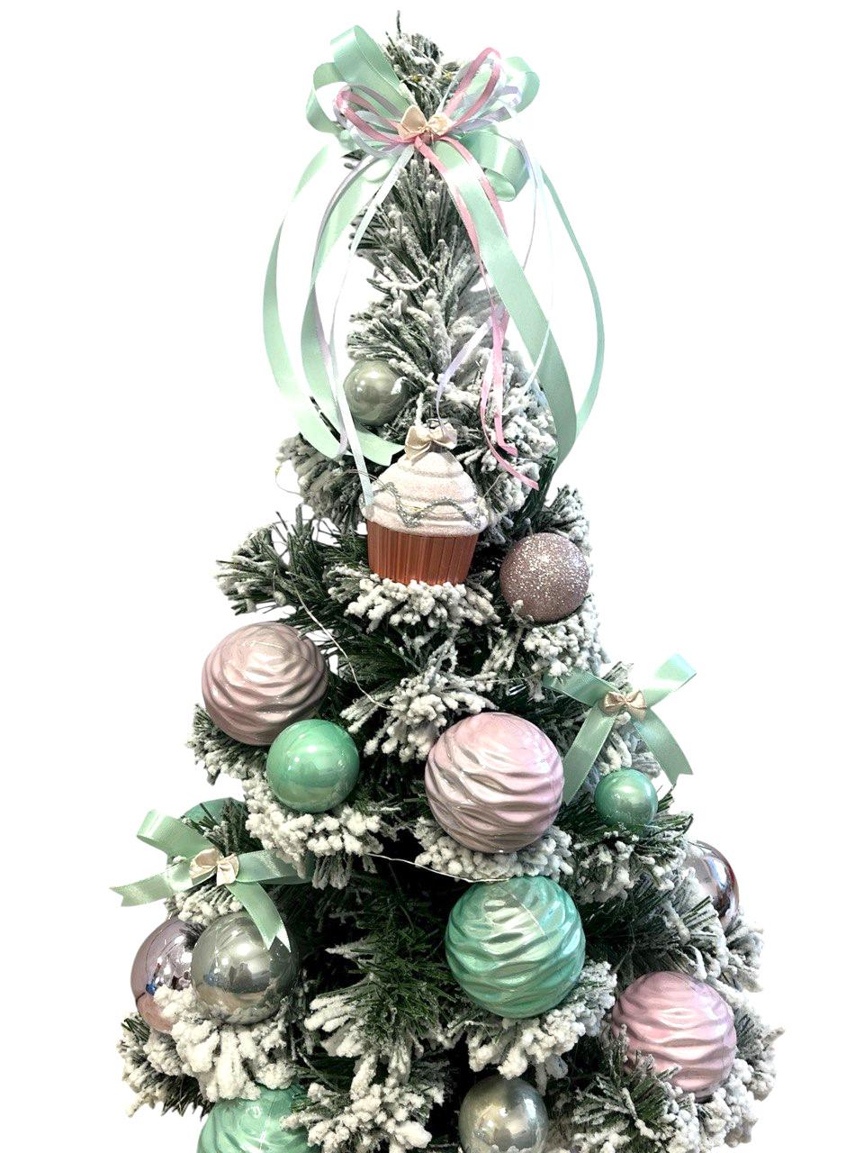 Искусственная елка Воздушная безе заснеженная с декором и гирляндой Роса 3 м х 60 см Мятный/Розовый (2024977401) - фото 2 Искусственная елка Воздушная безе заснеженная с декором и гирляндой Роса 3 м х 60 см Мятный/Розовый (2024977401) - фото 2
