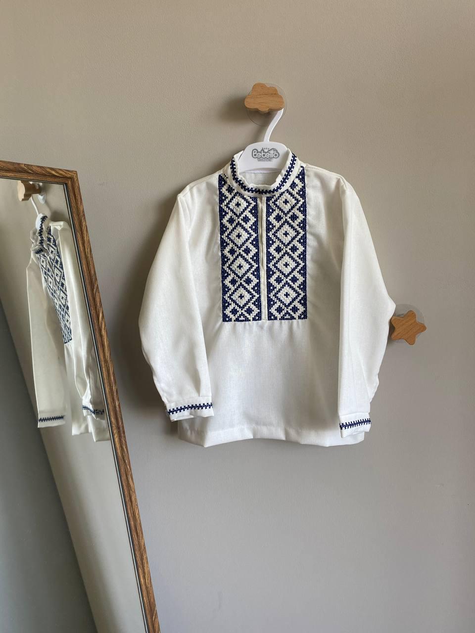 Вышиванка детская для мальчика вышитая нитями Темно-синий - фото 7