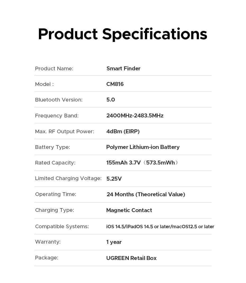 Трекер смарт Ugreen 1 2 Чорний (45297) - фото 10