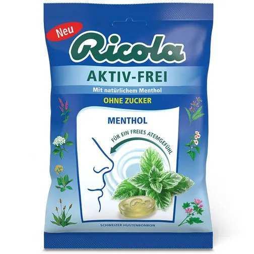 Льодяники Ricola Aktiv Frei Menthol Швейцарські PD28 трави 75 г  (P-6910806230666)