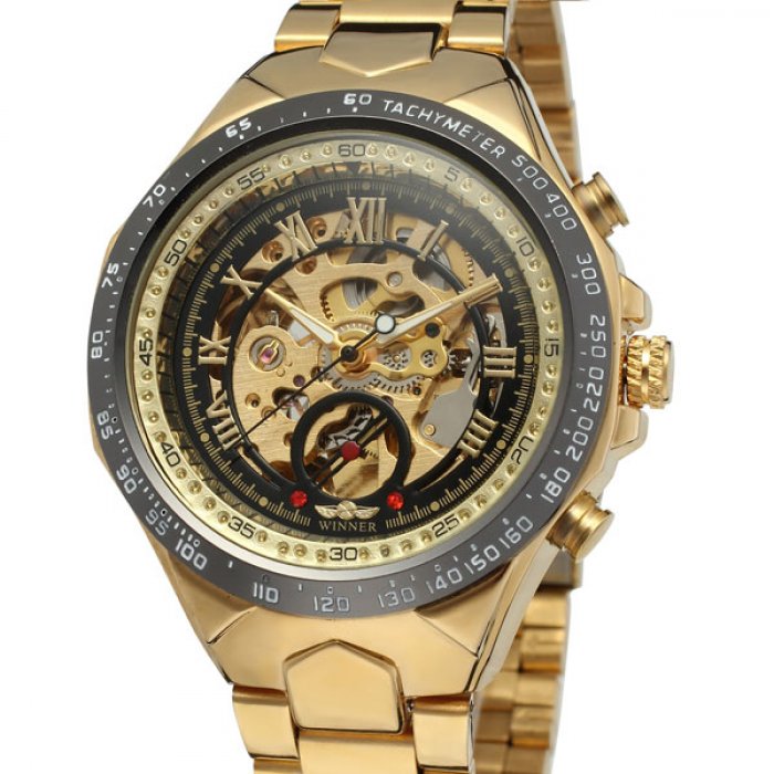 Годинник наручний чоловічий Winner Action Gold (11111)