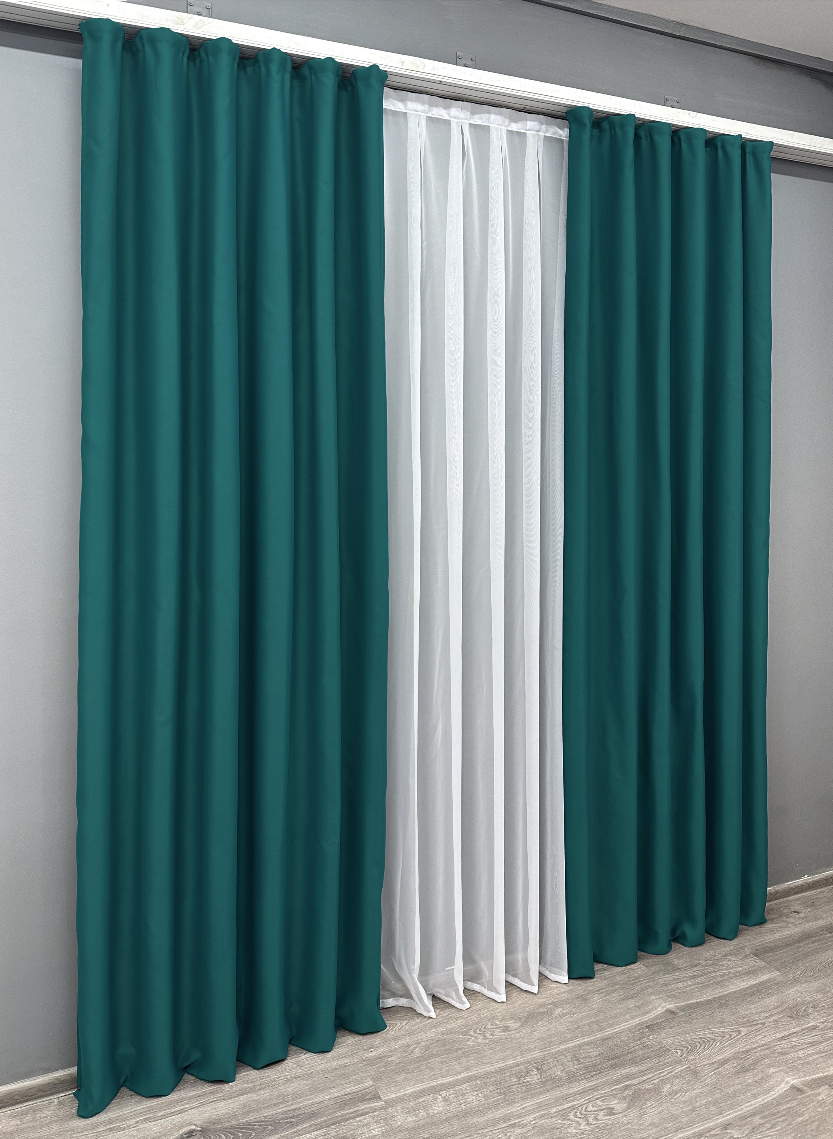 Комплект готових штор VR-Textil Блекаут Bagema Rvs №1297ш 200х270 см 2 шт. Смарагдовий (32-095) - фото 3