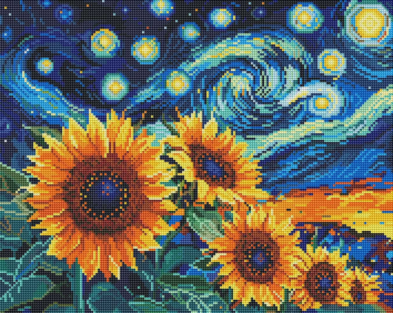 Алмазная мозаика Brushme Подсолнечник в стиле Ван Гога 40x50 см (DBS54012)