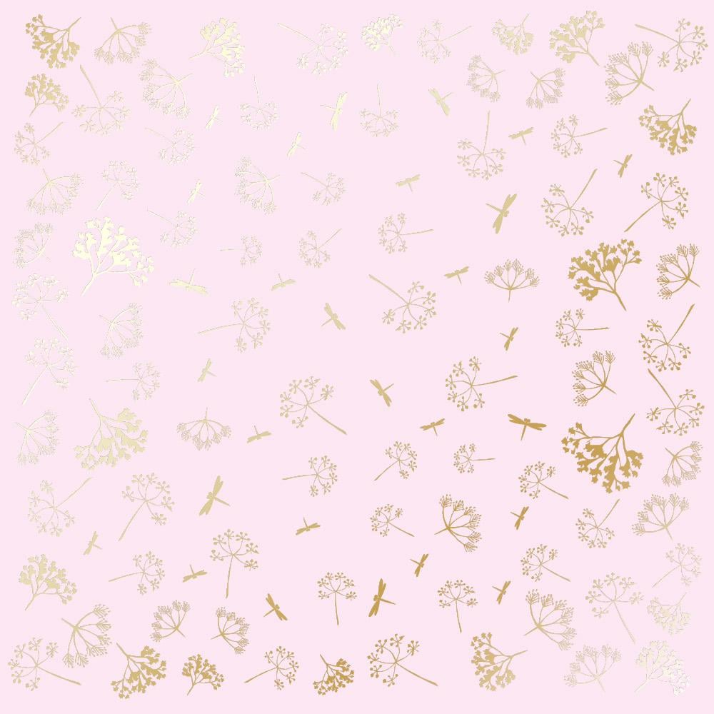 Лист бумаги односторонний Golden Dill с фольгированием 30,5х30,5 см Light Pink