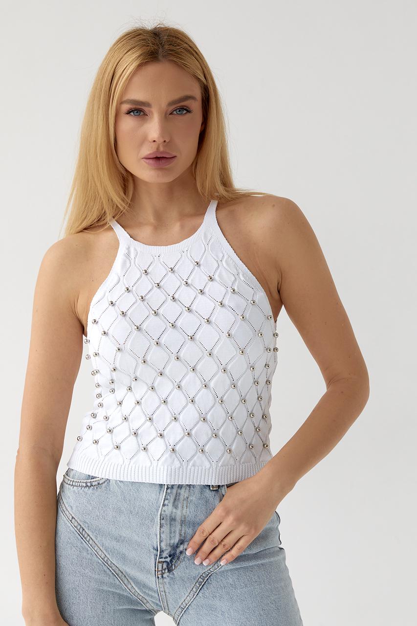 Топ женский вязаный с бусинами S Белый (10625180)