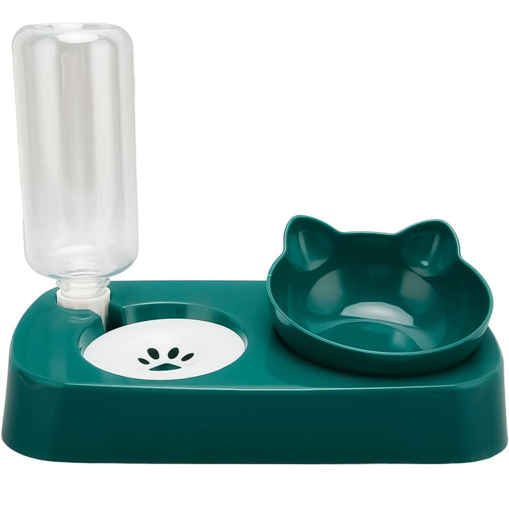 Миска для котов Taotaopets 119906 Forest Green с поилкой 22x28,2x14,5 см двойная Миска для котов Taotaopets 119906 Forest Green с поилкой 22x28,2x14,5 см двойная