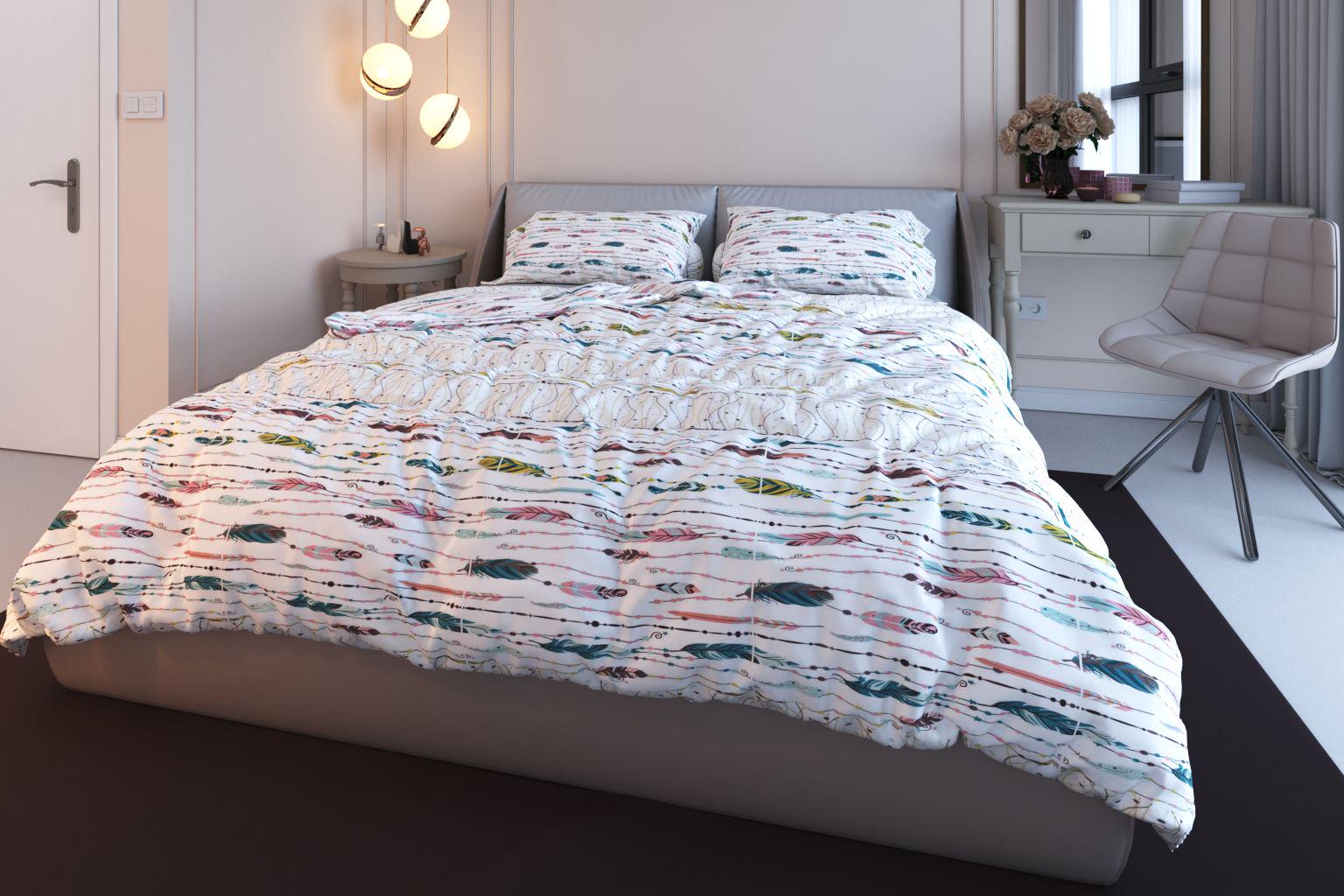 Комплект постельного белья Полуторный бязь GM Textile Перо Белый