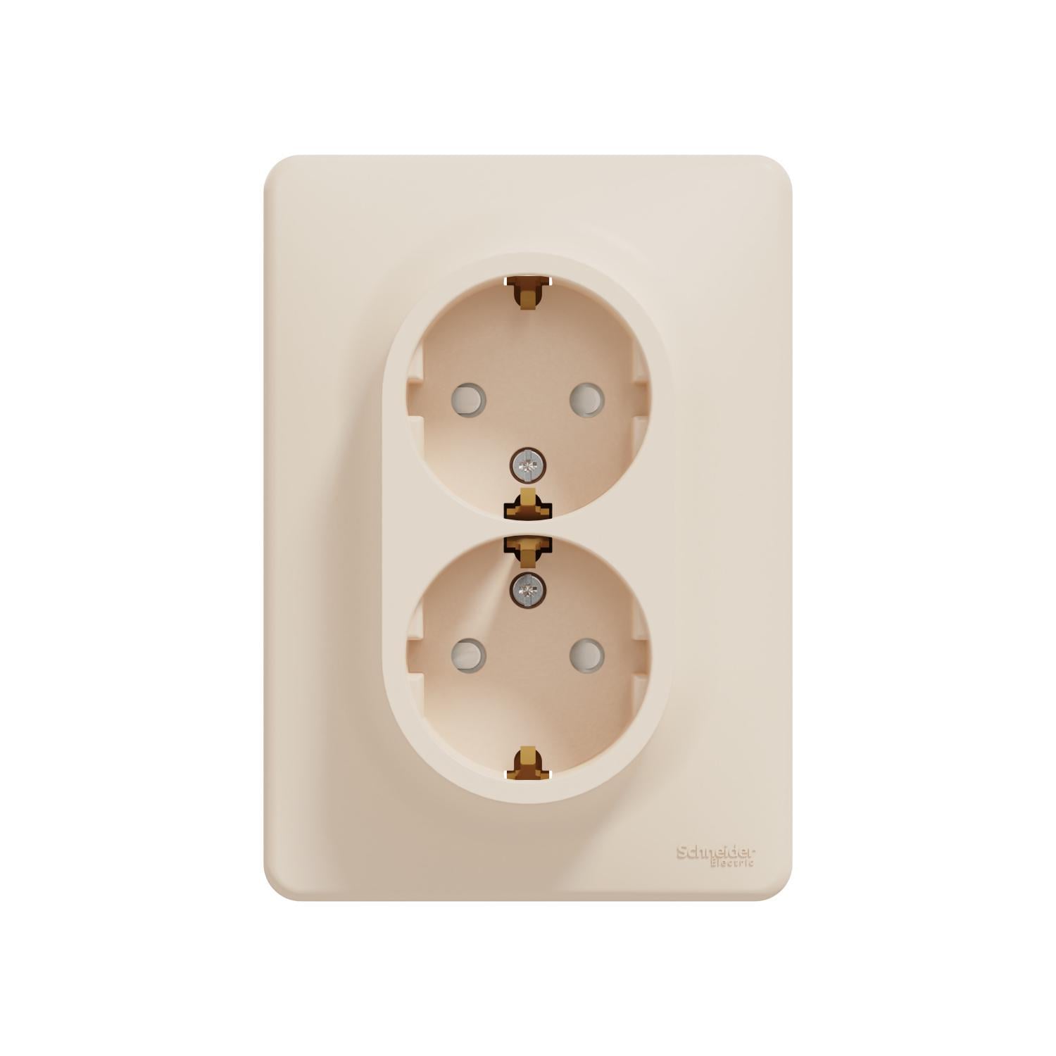 Розетка двомісна Schneider Electric Sedna Design з заземленням та шторками Бежевий (00000023717) Розетка двомісна Schneider Electric Sedna Design з заземленням та шторками Бежевий (00000023717)