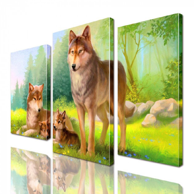 Картина модульная 3 части ArtStar Семья волков 120х180см ADJ0032
