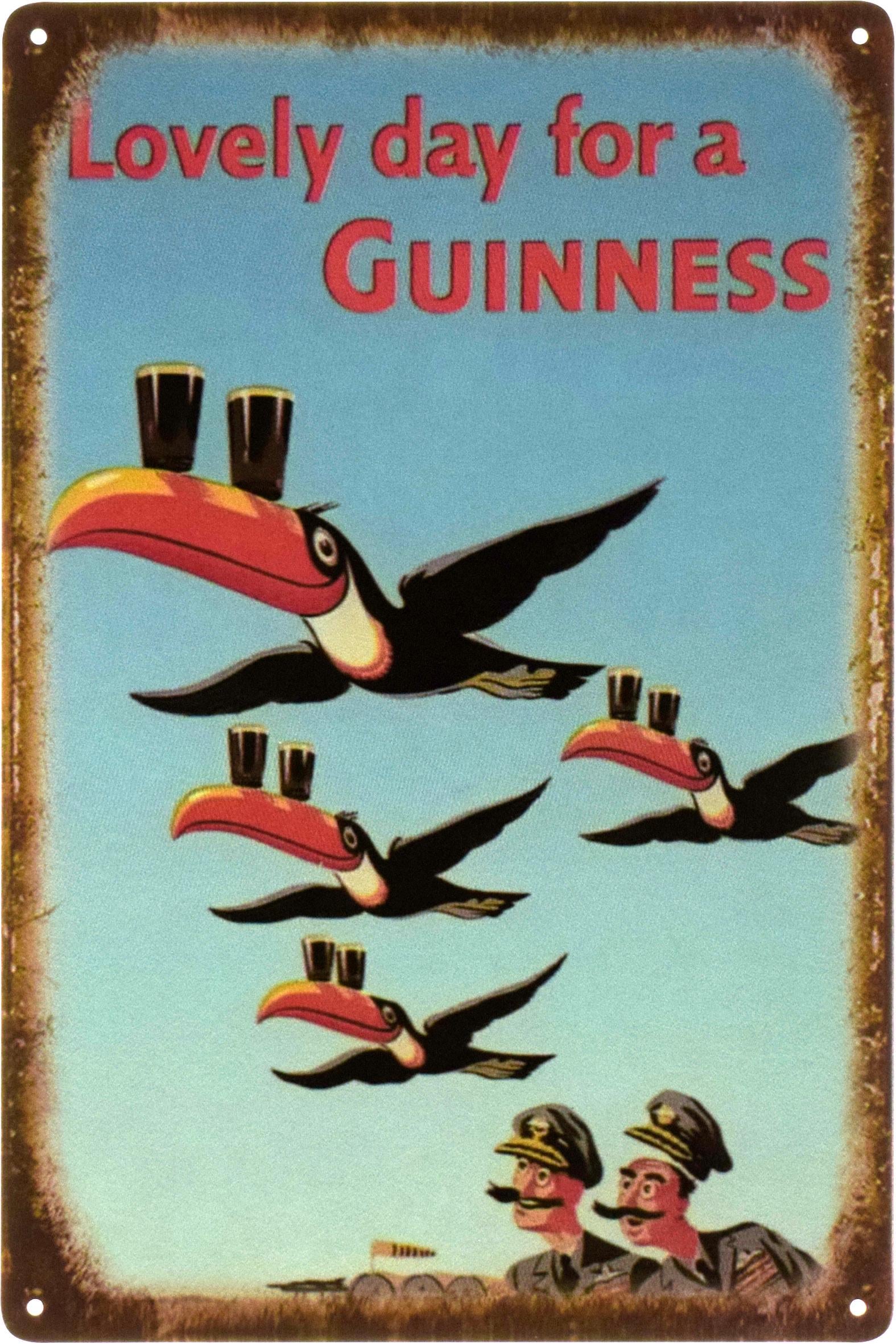 Металлическая табличка Прекрасный день для гиннесса Тукан/Lovely Day For A Guinness 20x30 см