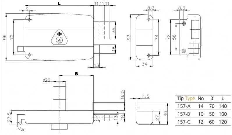 Замок 157 С накладной правосторонний 3 ключа 60 мм (1-30068) - фото 2 Замок 157 С накладной правосторонний 3 ключа 60 мм (1-30068) - фото 2