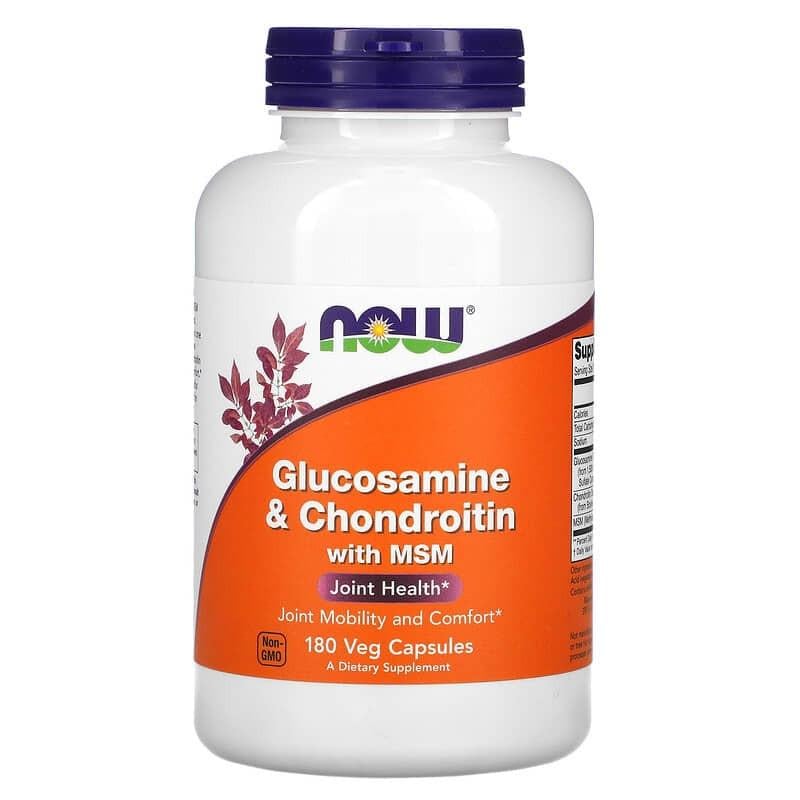 Глюкозамін хондроїтин Now Foods Glucosamine Chondroitin MSM хондропротектор для суглобів і зв'язок 180 капс.