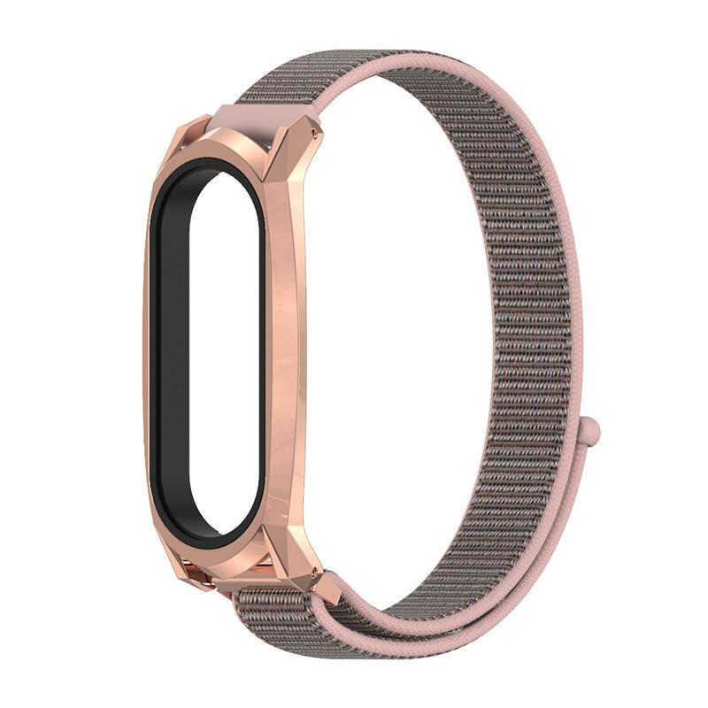 Ремешок для смарт-браслетов MiJobs Nylon Loop GT для Xiaomi Mi Band 4/3 Золотой-Розовый/Серый (1382P)