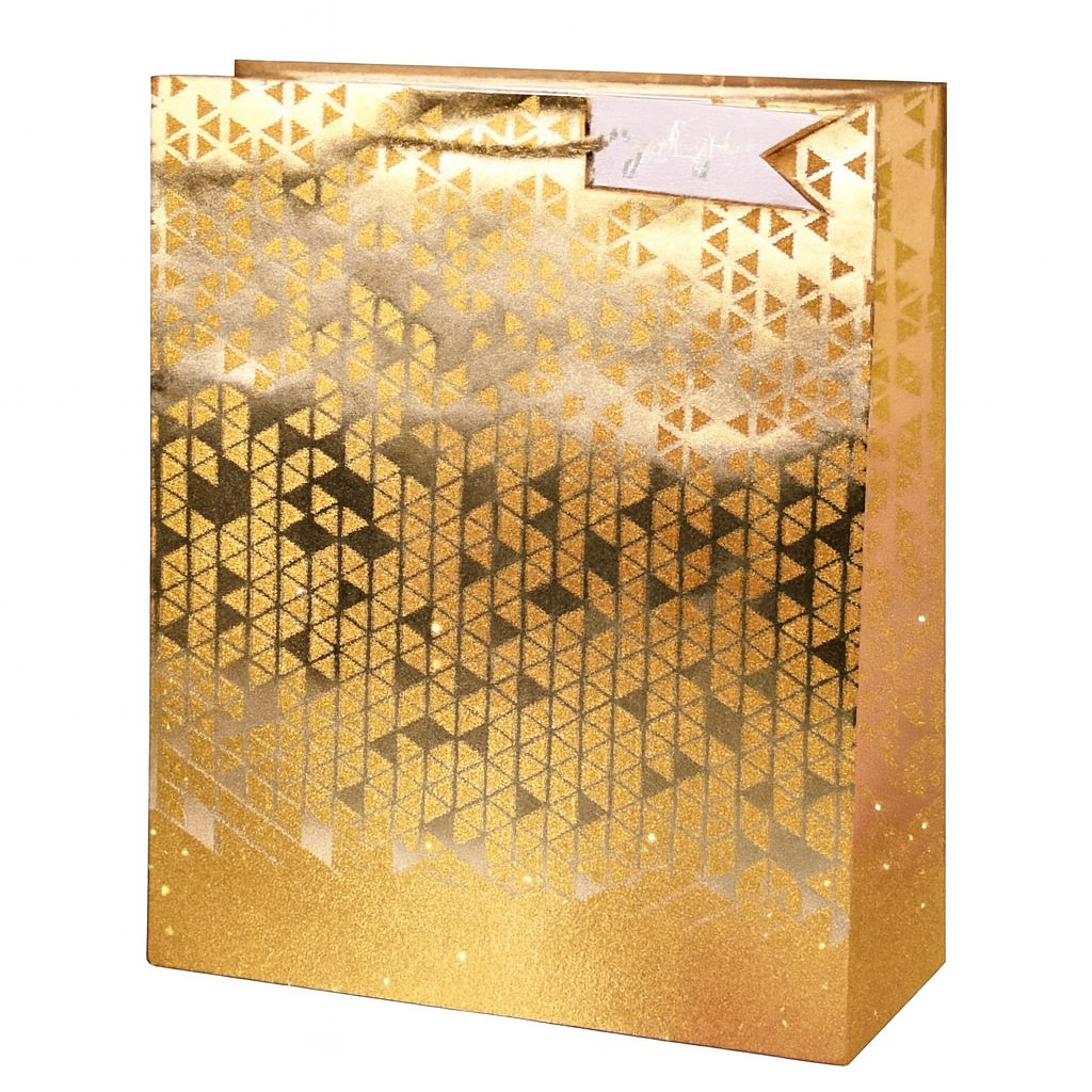 Подарунковий пакет Shine R98394-M 26х32х10 см Золотий Подарунковий пакет Shine R98394-M 26х32х10 см Золотий