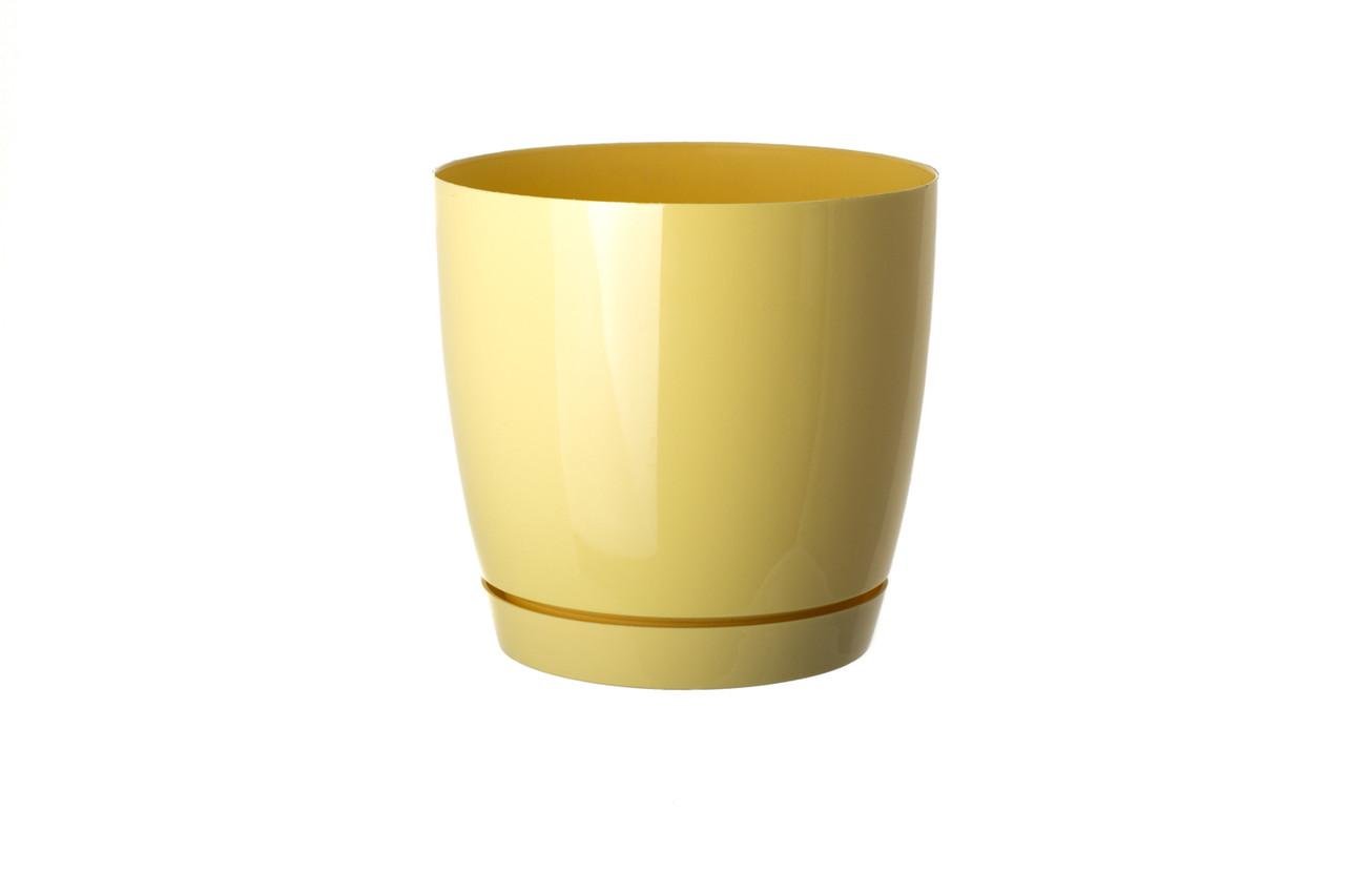 Цветочный горшок с подставкой Form-Plastic Тоскана круглый 1,6 л 13 х 12 см Банановый