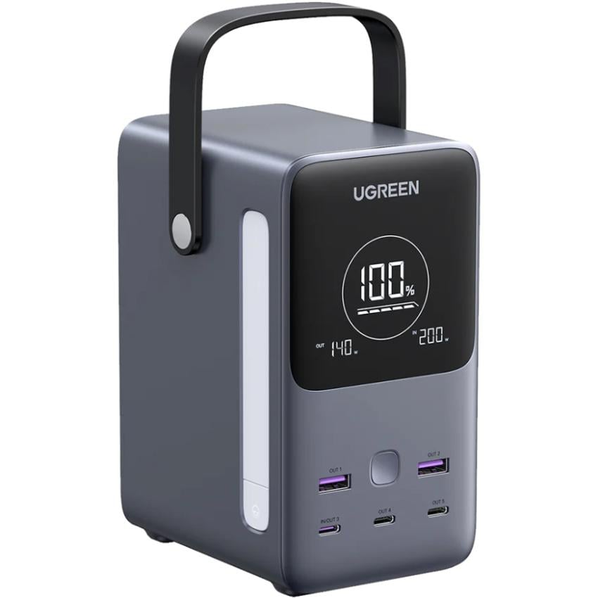 Повербанк UGREEN PB770 48000 mAh 300W PD 3.1 3xType-C 2xUSB 140W Led лампа Grey (25286)