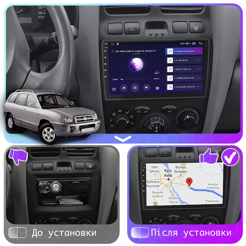 Магнітола штатна Lesko для Hyundai Santa Fe I 2000-2012 9" 6/128Gb 4G Wi-Fi GPS Top - фото 3