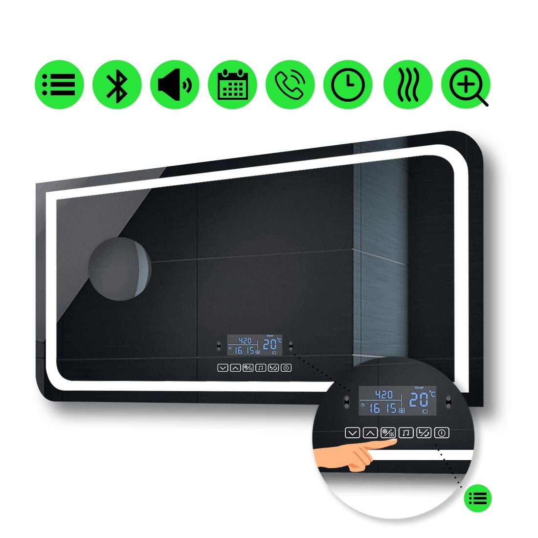 LED-зеркало 90x80 см с Smart-блоком линзой без подсветки и подогревом модель Neomi (Neomig108)