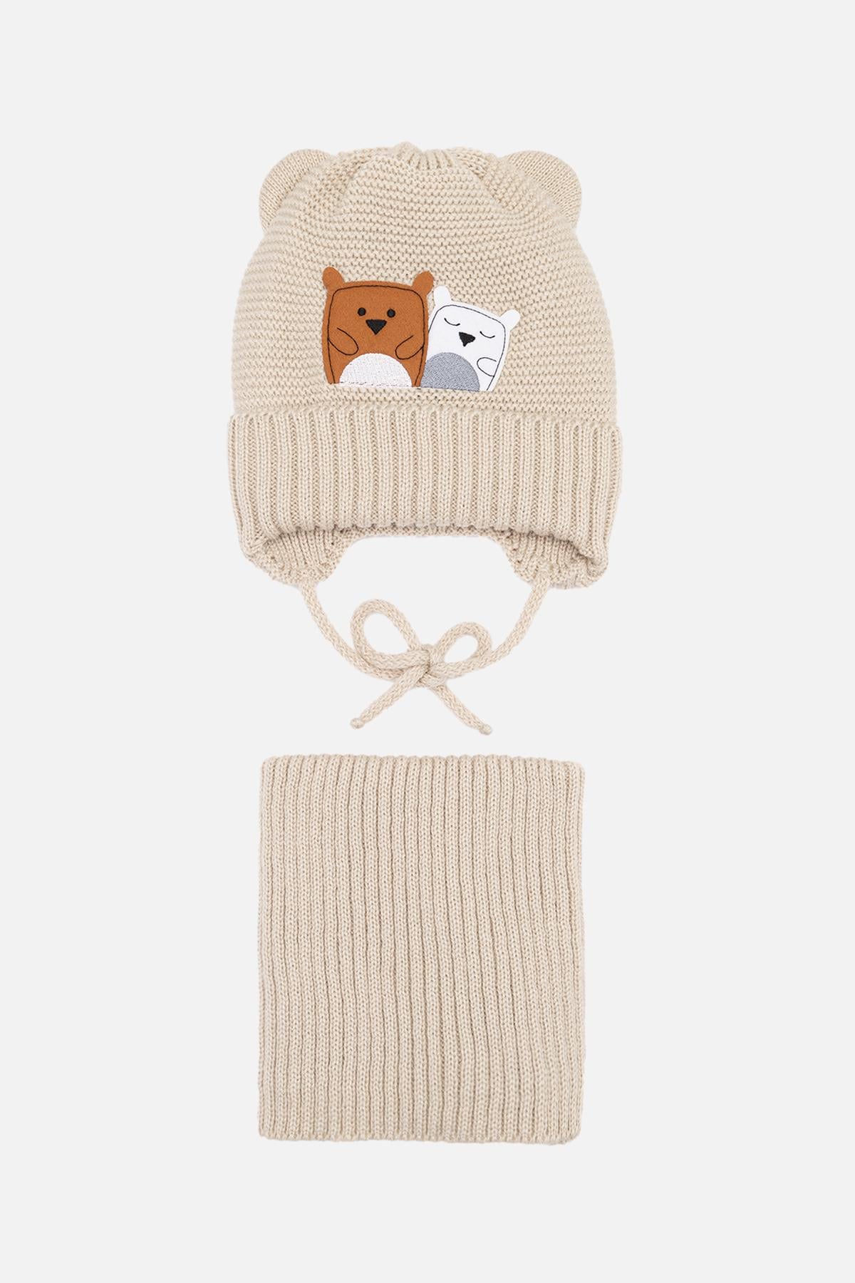 Комплект для хлопчика шапка/шарф 48-50 см Бежевий (ЦБ-00263004)
