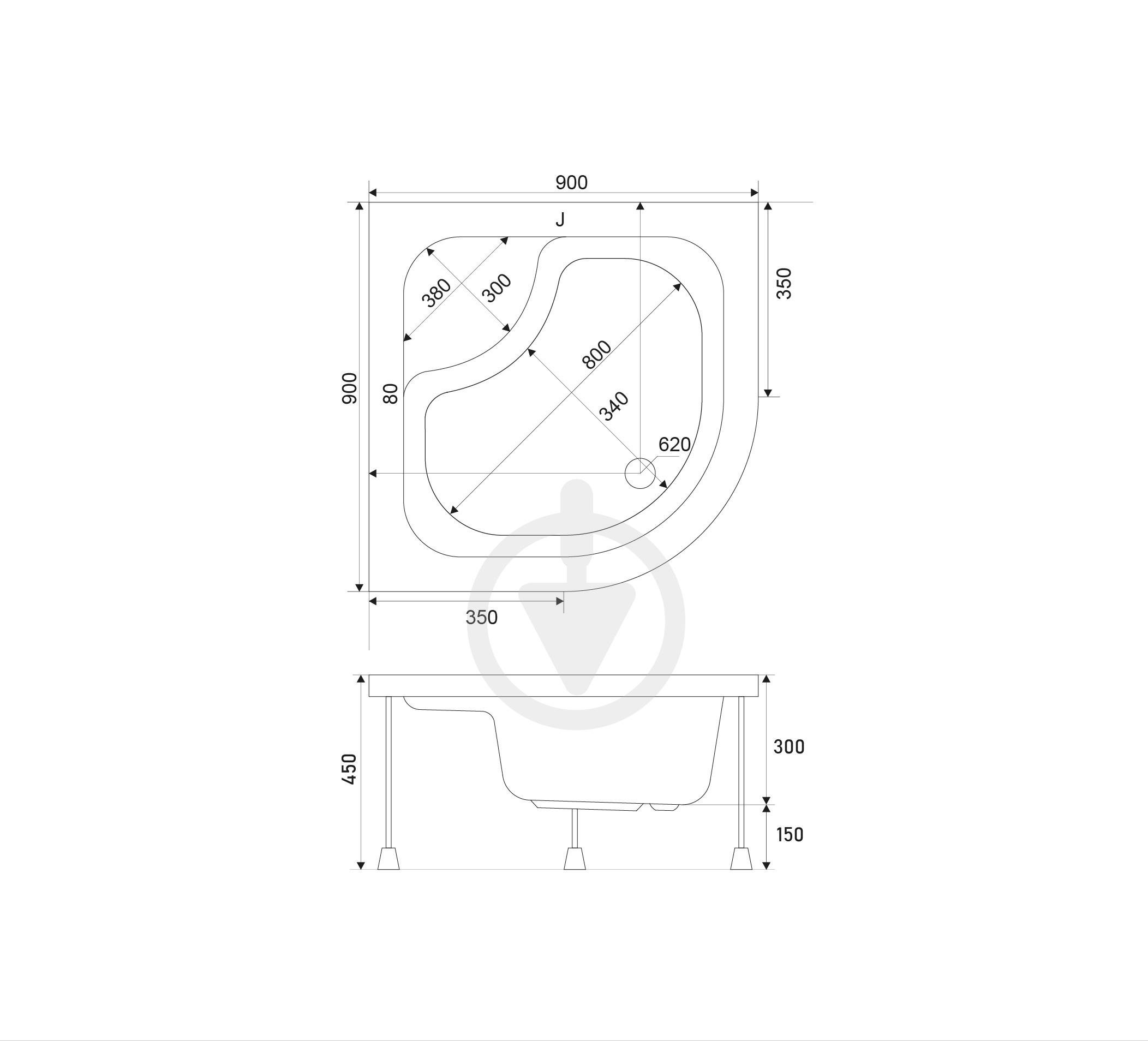 Душевой поддон полукруглый Shower Cellesse акриловый с панелью каркасом ножками 90x90x45 см (13453055) - фото 4