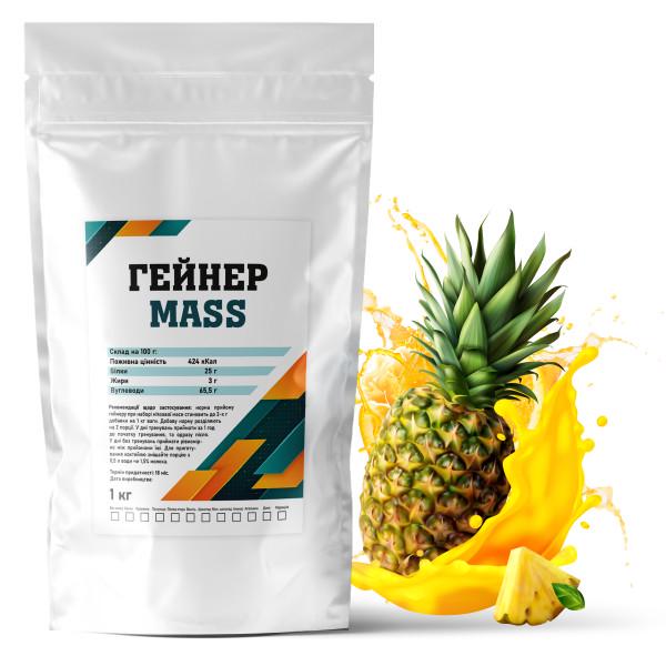 Гейнер вуглеводно-білковий Гадяч Elite MASS в порошку 1 кг Ананас (21-125-g-a1)