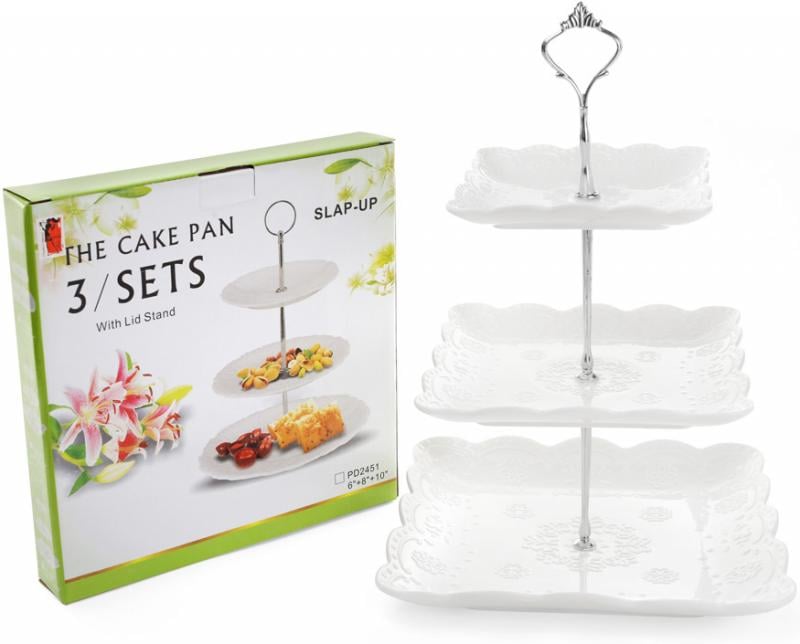 Блюдо фуршетна стійка White City Мереживо 3 яруси Ø 15/20/25 см висота 37 см (BD-988-139) - фото 2 Блюдо фуршетна стійка White City Мереживо 3 яруси Ø 15/20/25 см висота 37 см (BD-988-139) - фото 2