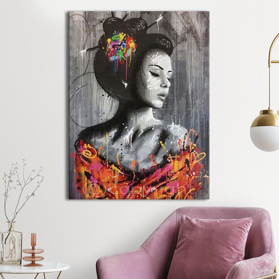 Картина для интерьера Японка 80x60 см (P0440)