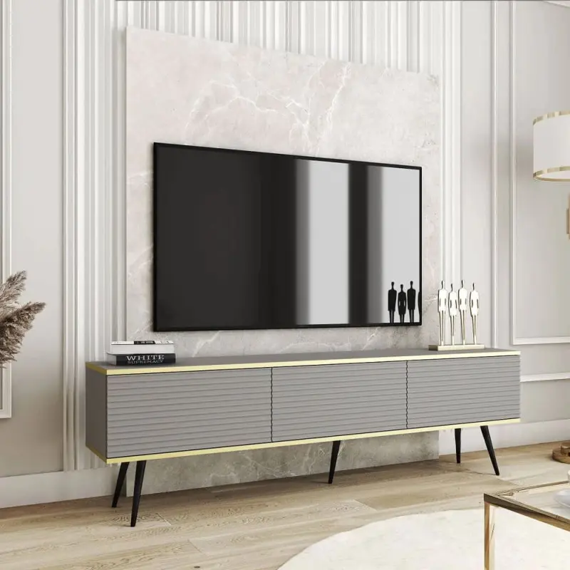 Тумба ТВ Perfect Home RTV175 MDF 175х53х32 см черные ножки Серый (26436303)