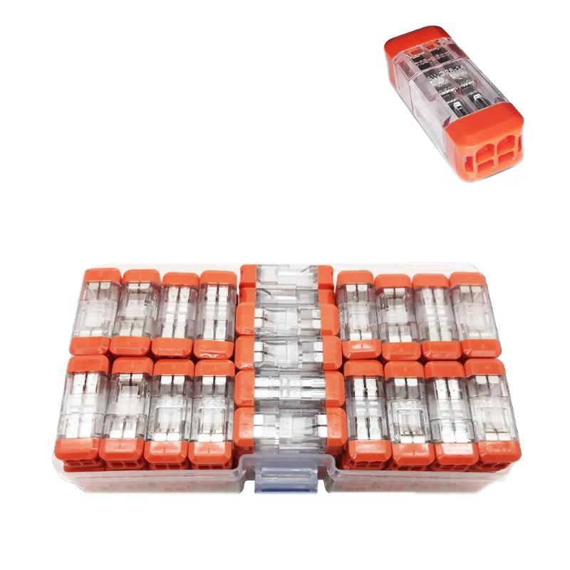 Набор клемма-конектор Tactix 0,5-2,5 мм2 24А 2х1-2х1 проходная одинарная 35х13х10,5 мм 64 шт. (CT22-64box)