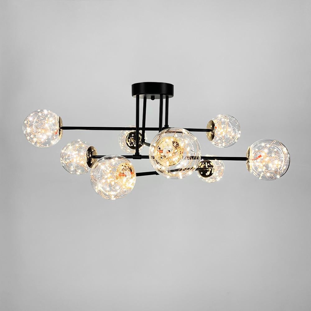 Люстра LED на 8 прозорих плафонів із вбудованими світлодіодами Чорний (K 26/8 BK) - фото 3