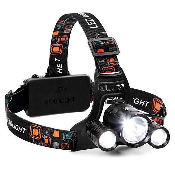 Налобний світлодіодний ліхтар HeadLamp з акумулятором та трьома головками (5165211)