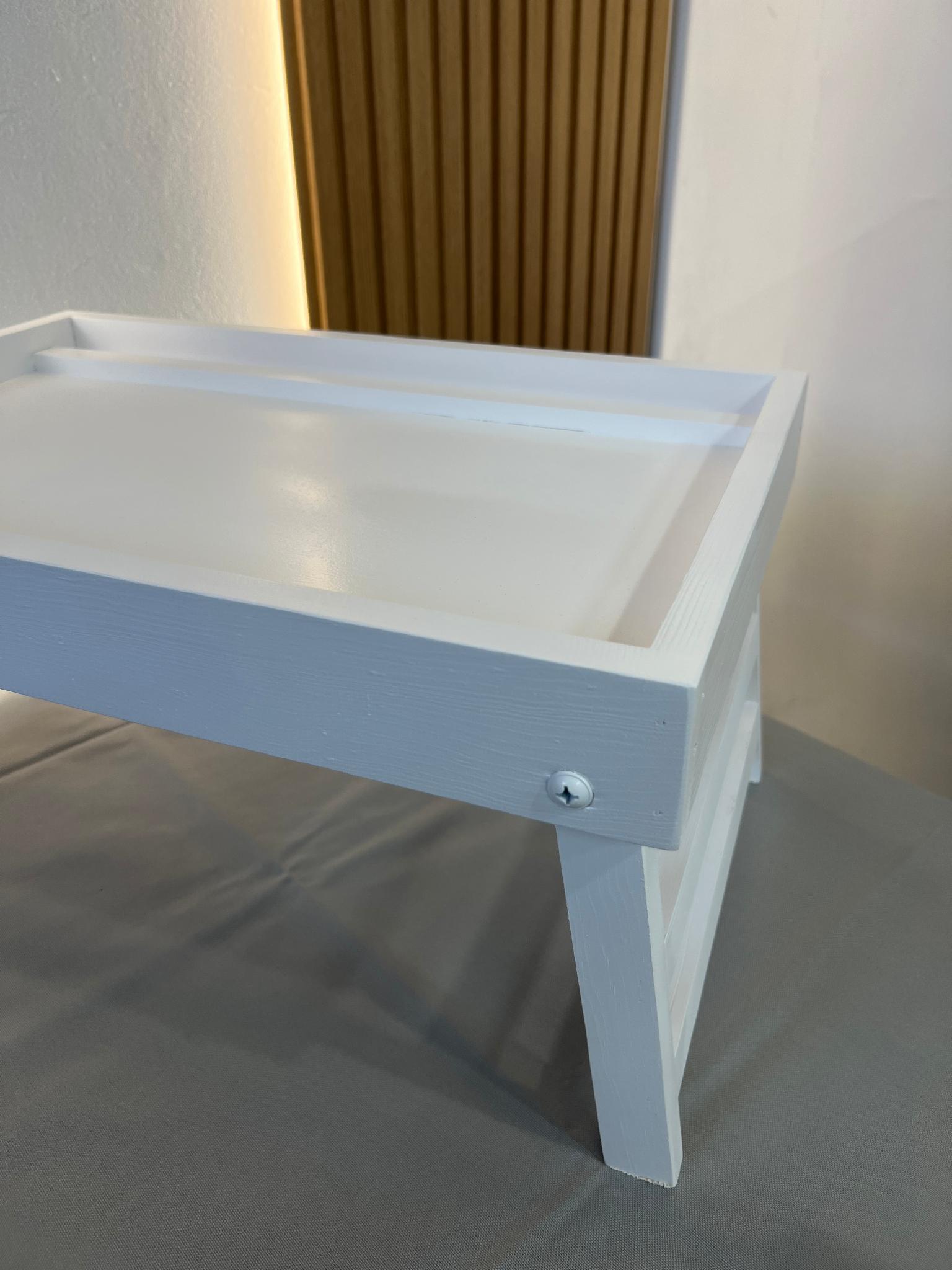 Столик для сніданку дерев'яний 50х33х25 см Білий - фото 2 Столик для сніданку дерев'яний 50х33х25 см Білий - фото 2