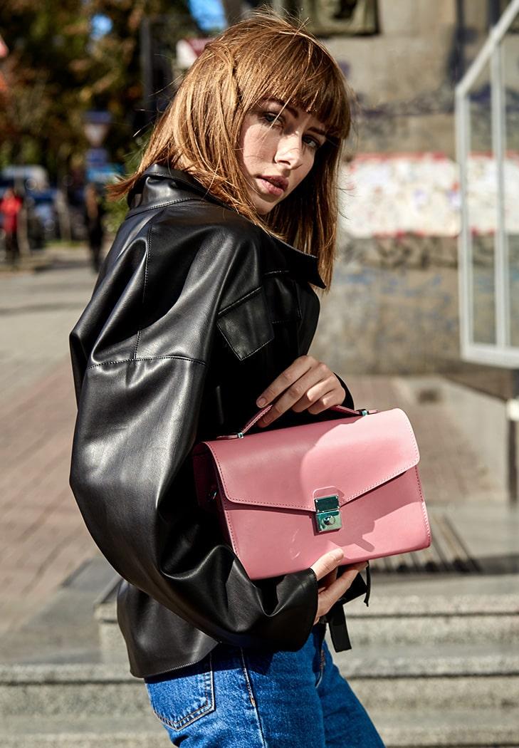 Женская сумка-кроссбоди кожаная Lola Розовый (A-026696)