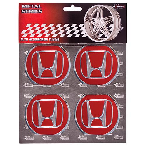 Наклейки на колпаки Honda D 60 мм 4 шт. Red