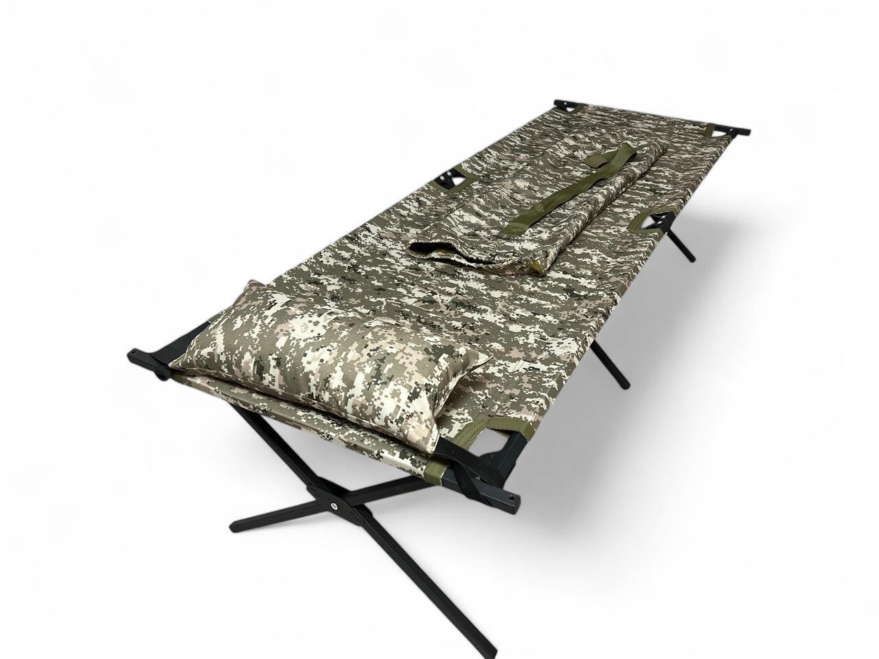 Розкладачка армійська Aforce тип НАТО з подушкою/кишенею і чохлом XL Піксель (2422469397)