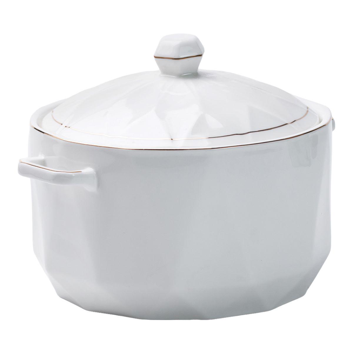 Супница керамическая с крышкой и ручками 2,2 л Белый (4739) - фото 9