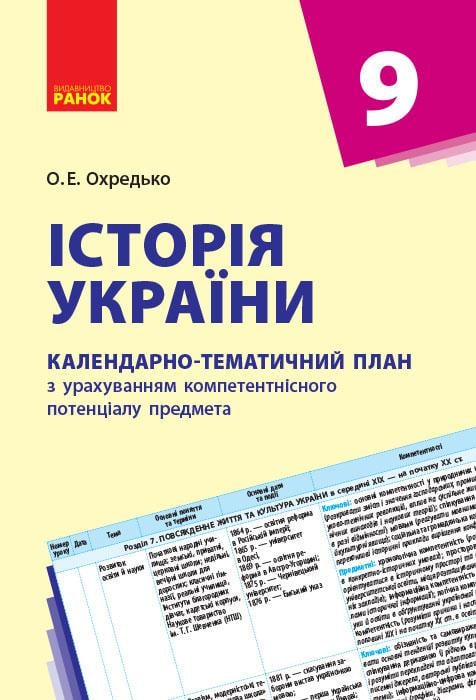 Календарно-тематический план 'Історія України. 9 клас'' Ранок Олег Охредько И141045УА 9786170935854 (9786170935854)
