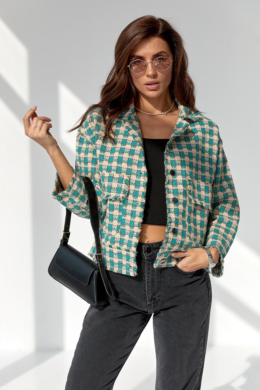 Пиджак твидовый укороченный M Бирюзовый (9528054) Пиджак твидовый укороченный M Бирюзовый (9528054)