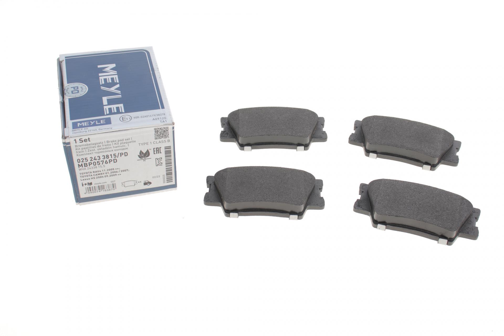 Колодки тормозные задние Meyle для Toyota Camry/Rav4 2.0-2.5 06- (025 243 3815/PD)