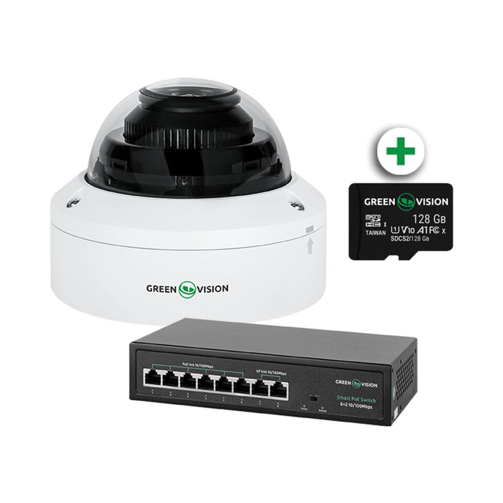 Комплект відеоспостереження GreenVision GV-804 з функцією розпізнавання облич на 1 IP камеру (LP23867)