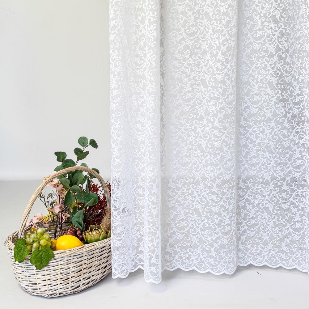 Тканина тюль жакард Мальва 285 см 72 гр/м2 V-beyaz - фото 4