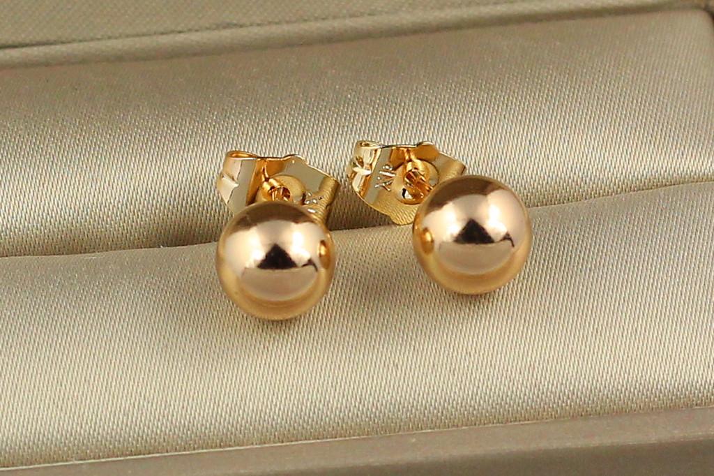 Серьги гвоздики Xuping Jewelry Шарики 10 мм Золотистый